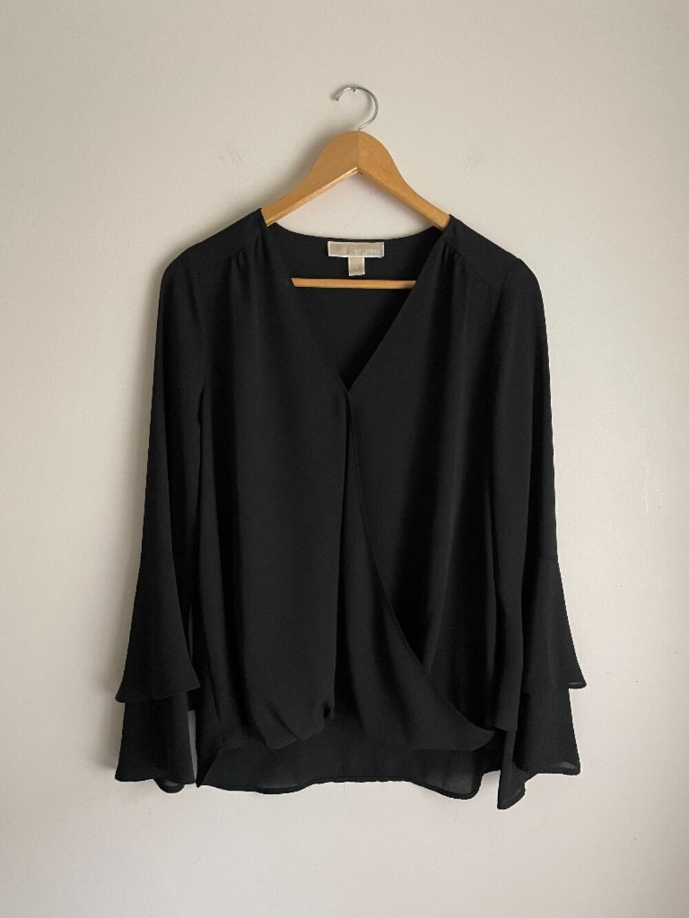 MICHAEL KORS Cross Front Blouse with Bell Sleeves